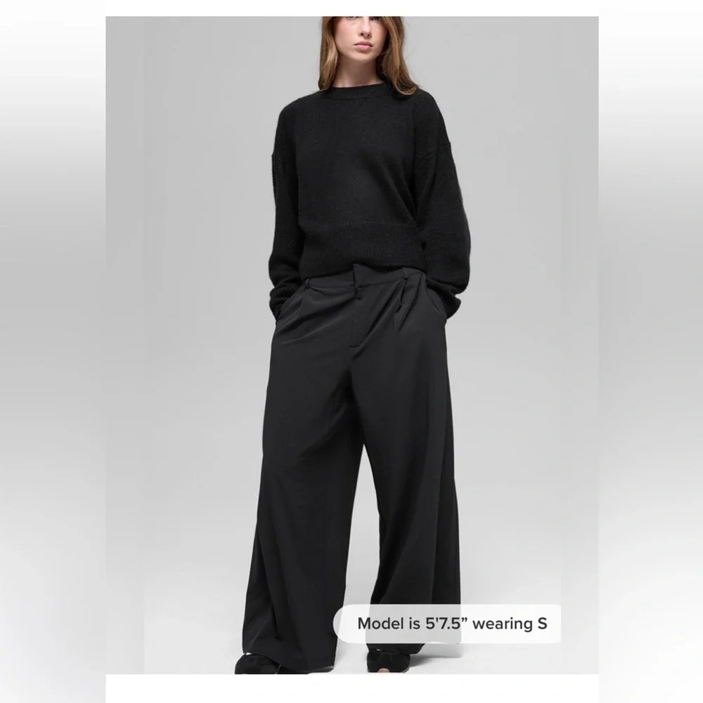 ALO Yoga High Waist Dreamscape Wide Leg Trouser Pants Black Size Large
